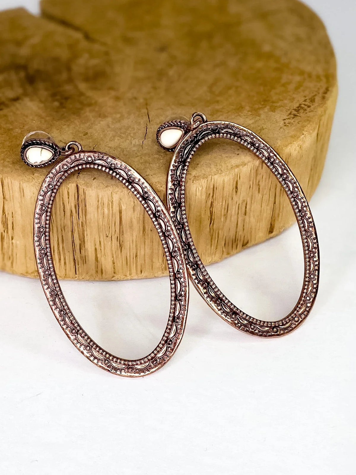 Earrings Copper Buffalo Oval Earring