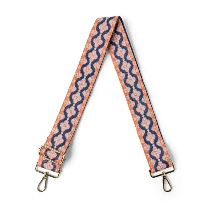 Other Goodies Coral & Navy Quatrafoil Bag Strap