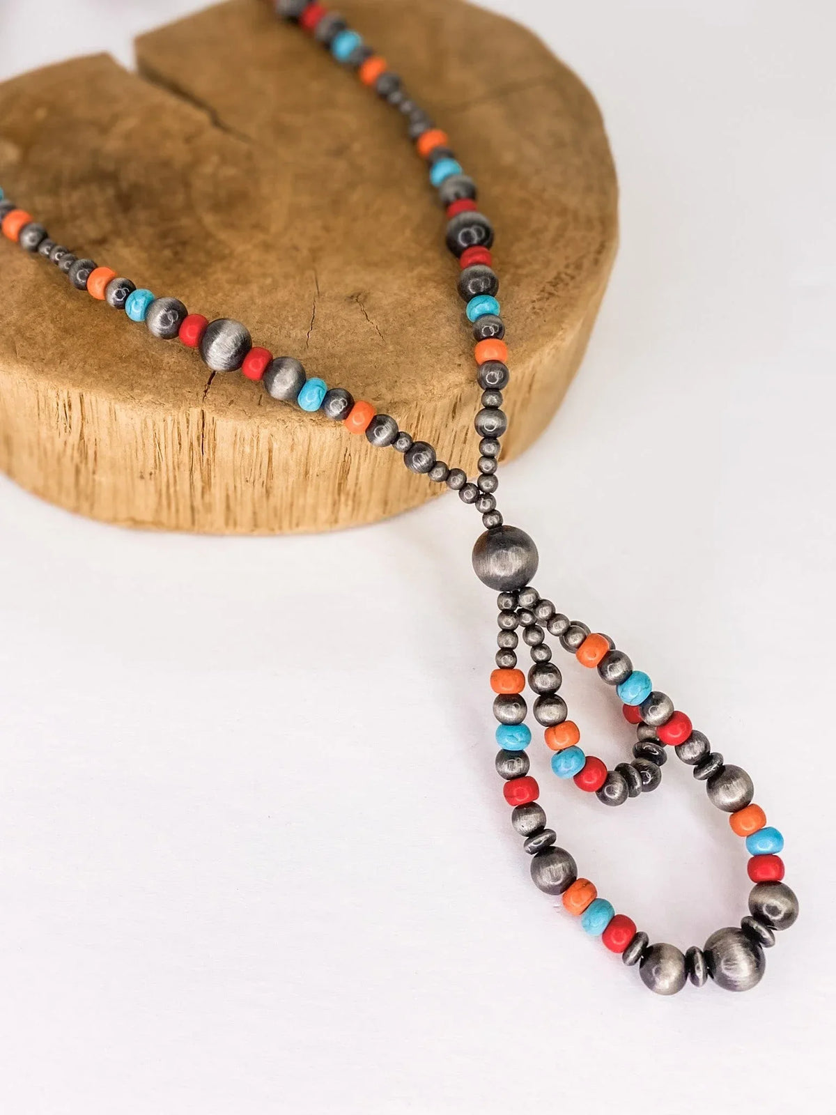 Necklaces Double Loop Beaded Necklace