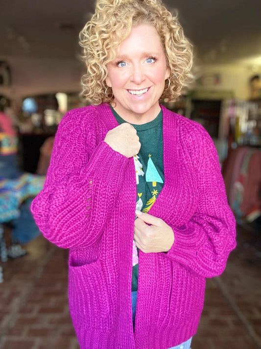 Outerwear Dreamy Magenta Cardigan