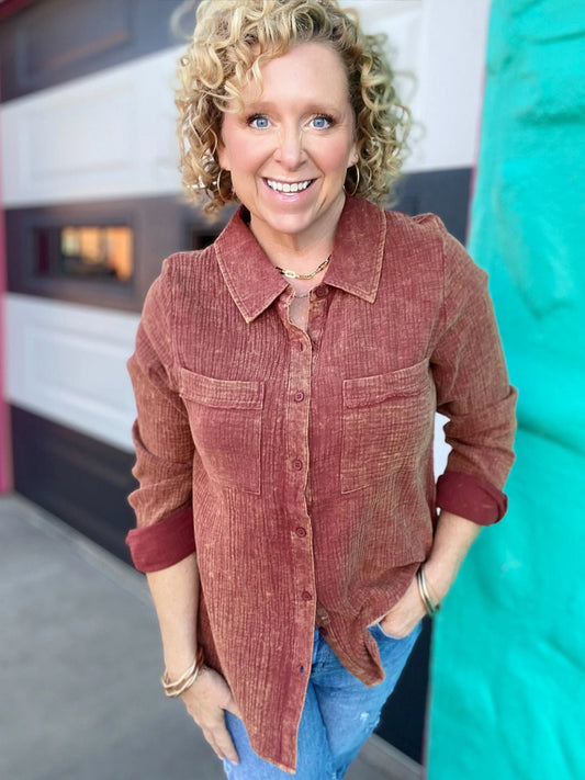 Outerwear Georgi Gauze Top-Rust