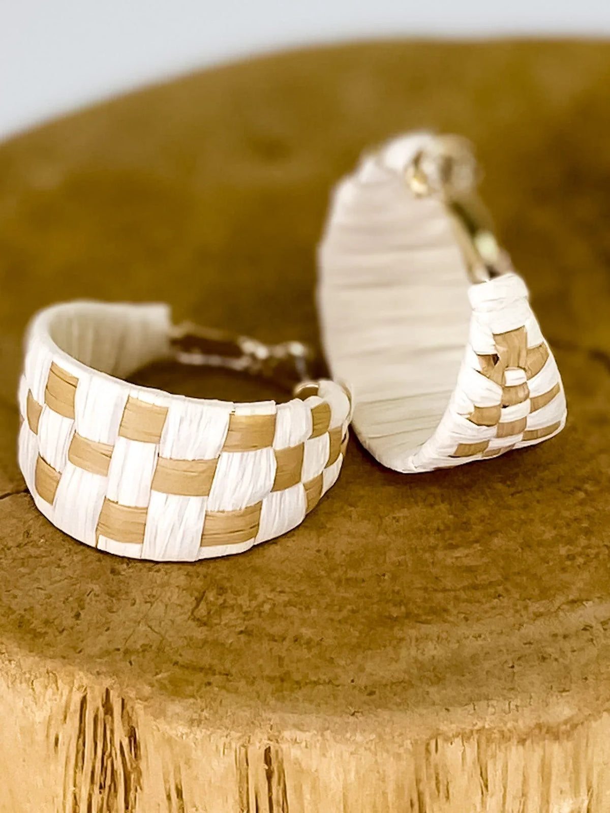 Earrings Neutral Checked Hoop Earrings