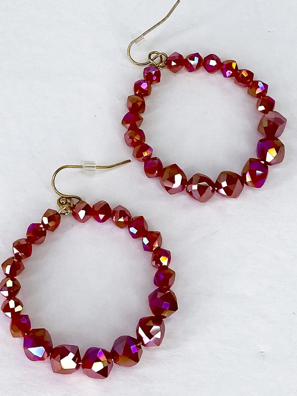 Earrings Red Beaded Circle Earring