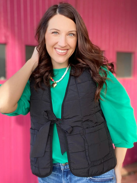 Outerwear Shada Black and Leopard Puff Vest