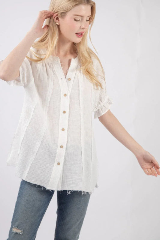 Tops Skye Cotton Gauze Top- White
