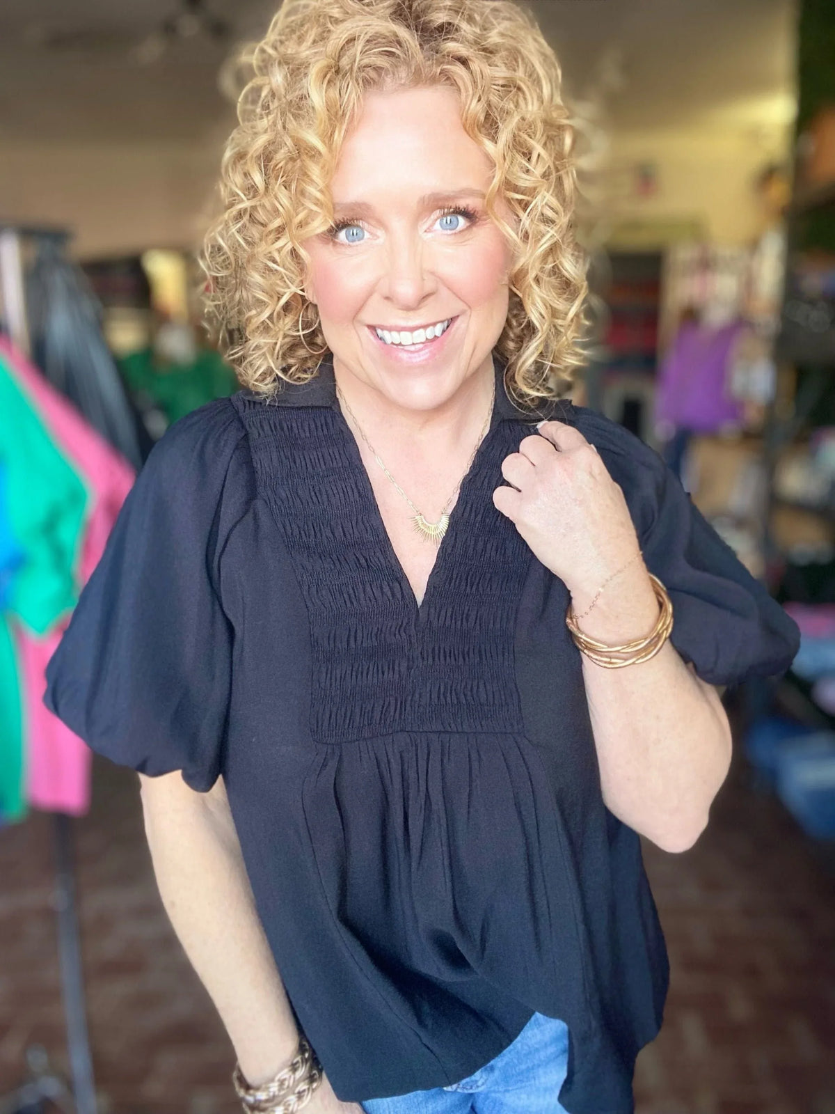 Tops Sydni Puff Sleeve Blouse Black