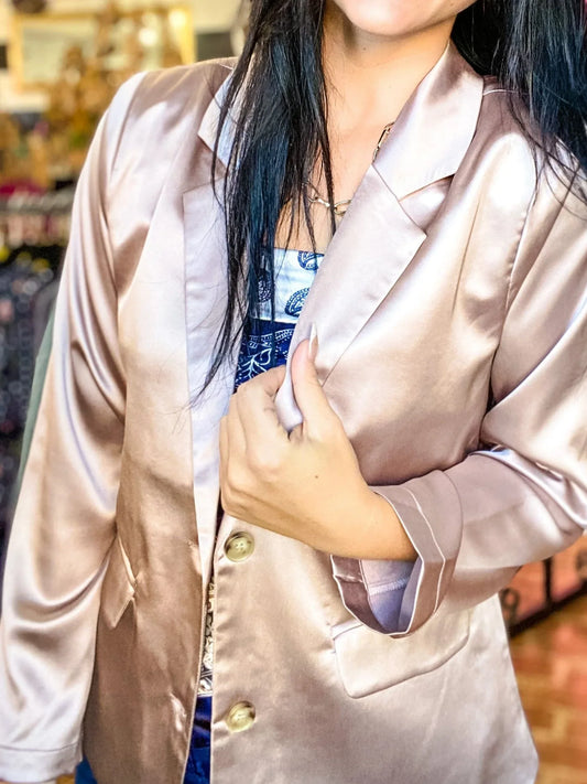 Outerwear Miranda Satin Blazer-Light Mocha