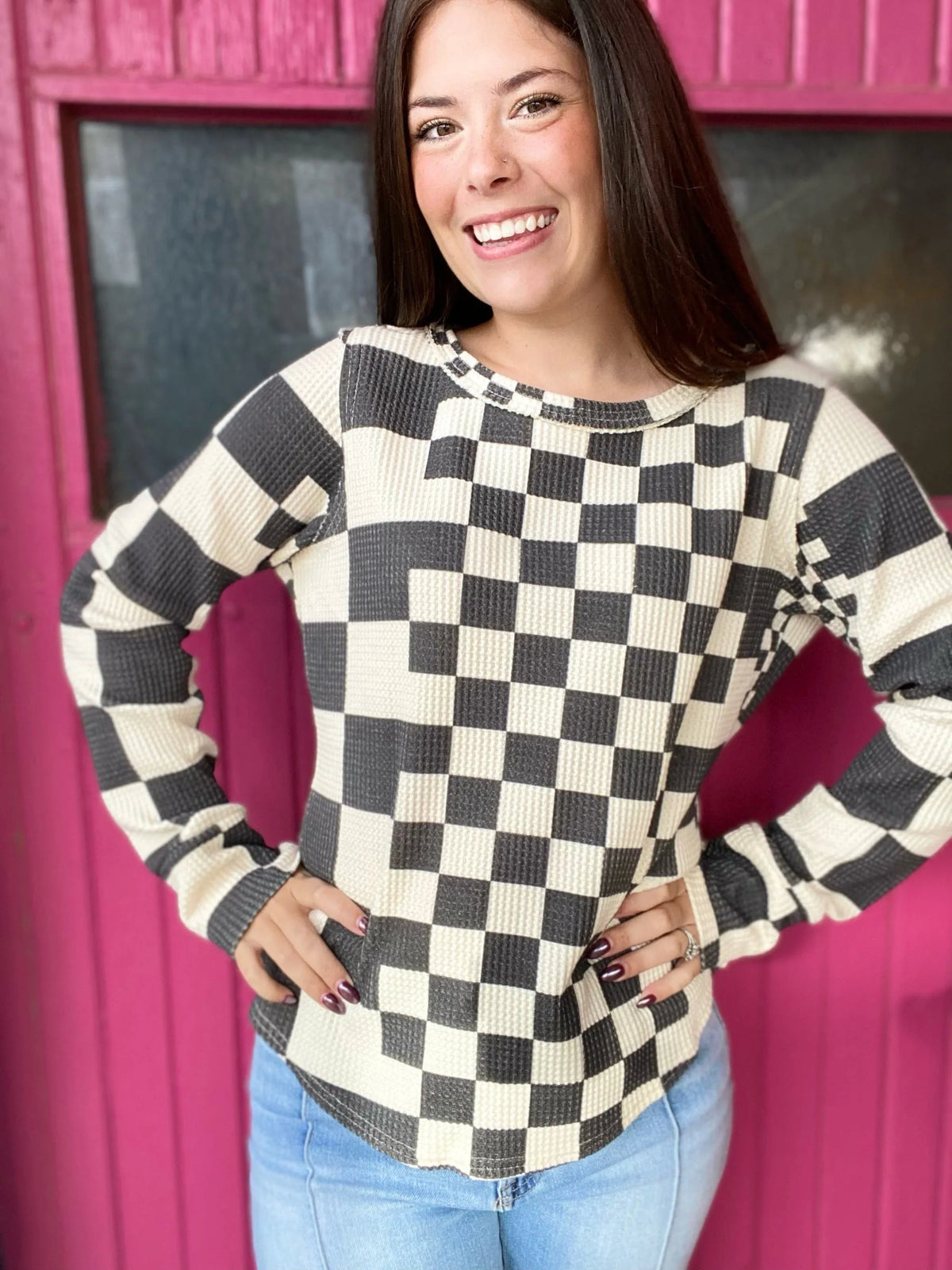 Tops BiBi Thermal Checked Top