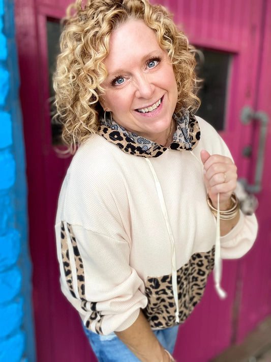 Tops BiBi Thermal Leopard Hoodie
