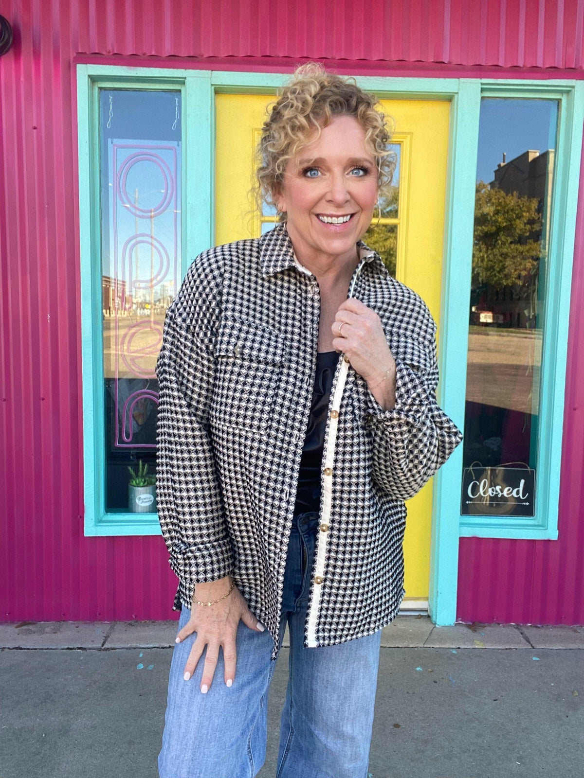 Outerwear Black and Cream Textured Jacket