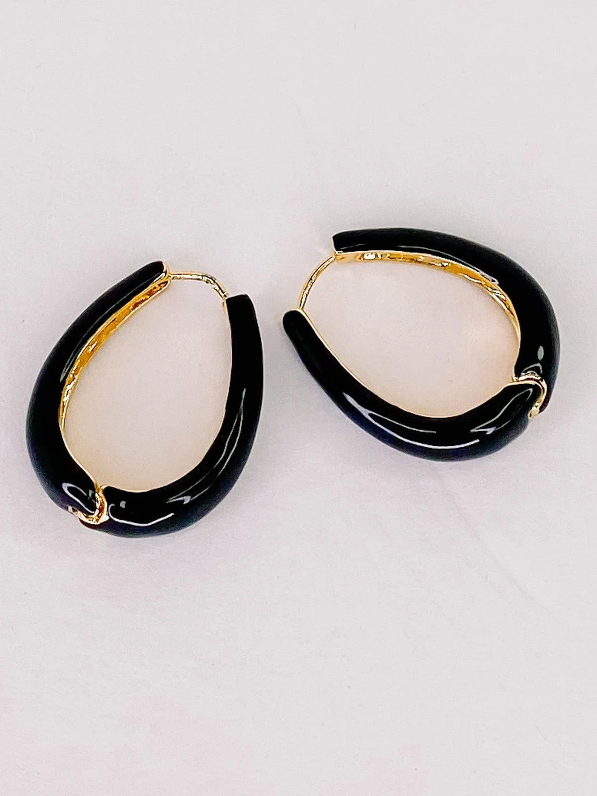 Earrings Black Enamel Hoop