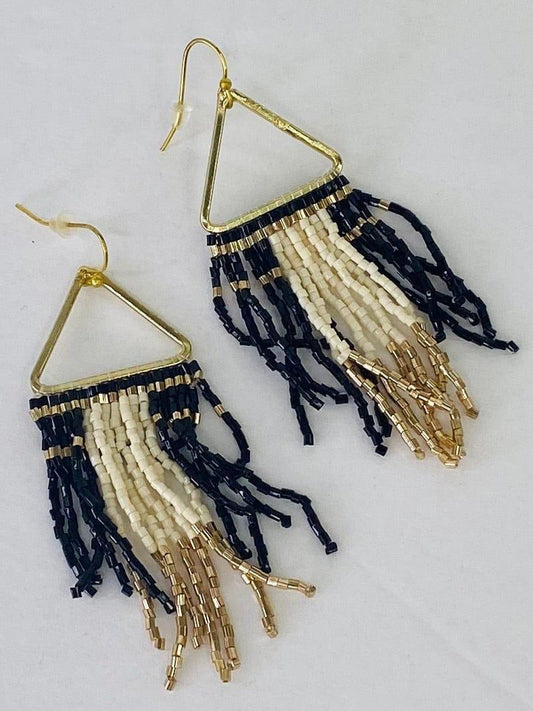 Earrings Boho Beaded Earring-Black