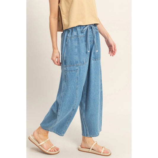 Jena Drawstring Barrel Jean