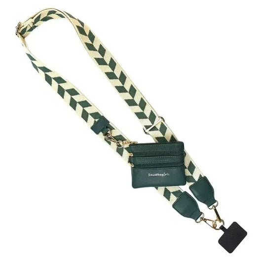 Accessories Clip & Go Crossbody Strap with Pouch - Green and Cream