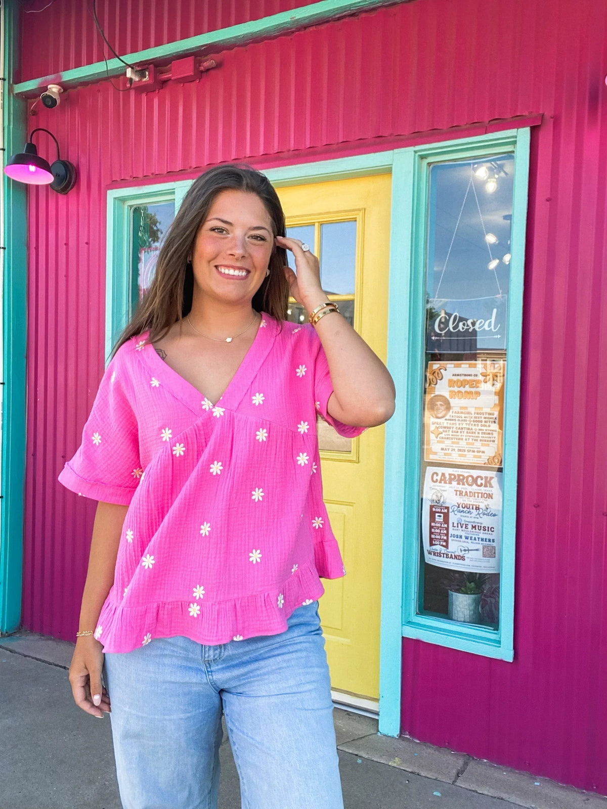 Tops Daisy Gauze Peplum Top