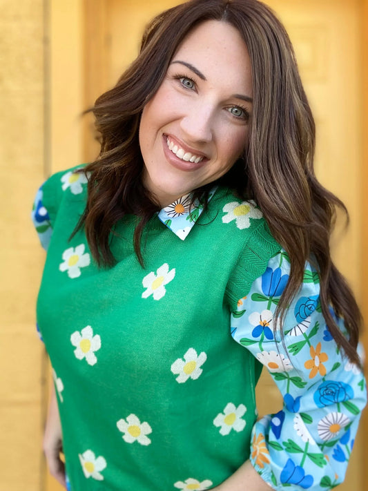apparel Daisy Sweater Vest- Green