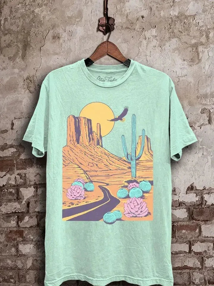 Graphic Tees Desert Road Graphic Tee-Mint Mineral Wash