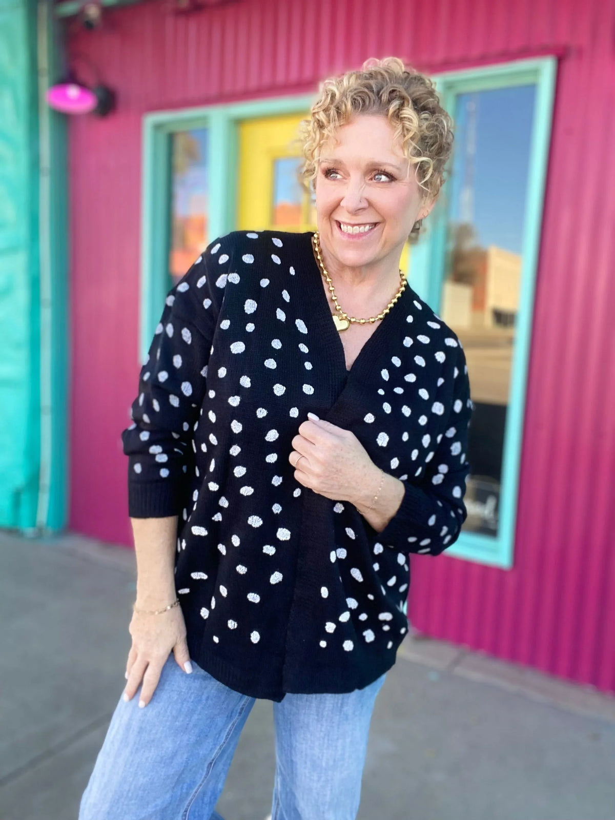 Tops Dottie Polka Dot Cardigan