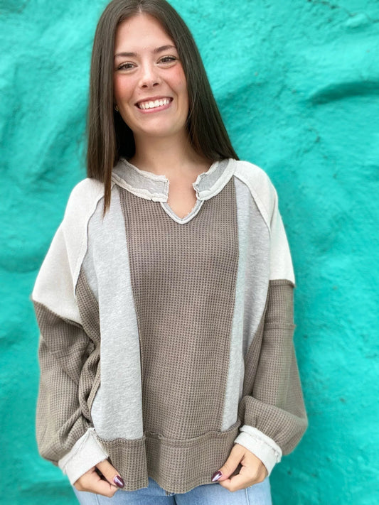 Outerwear Finny Vneck Waffle Pullover