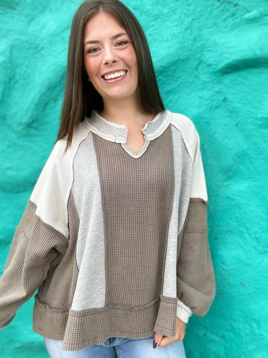 Outerwear Finny Vneck Waffle Pullover