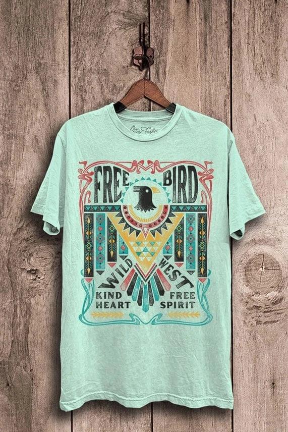 Graphic Tees Free Bird Thurderbird Tee- Mint Mineral
