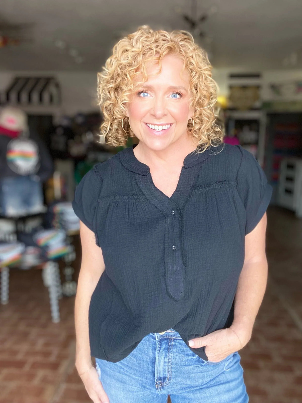 Tops Ginnie Gauze Top Black