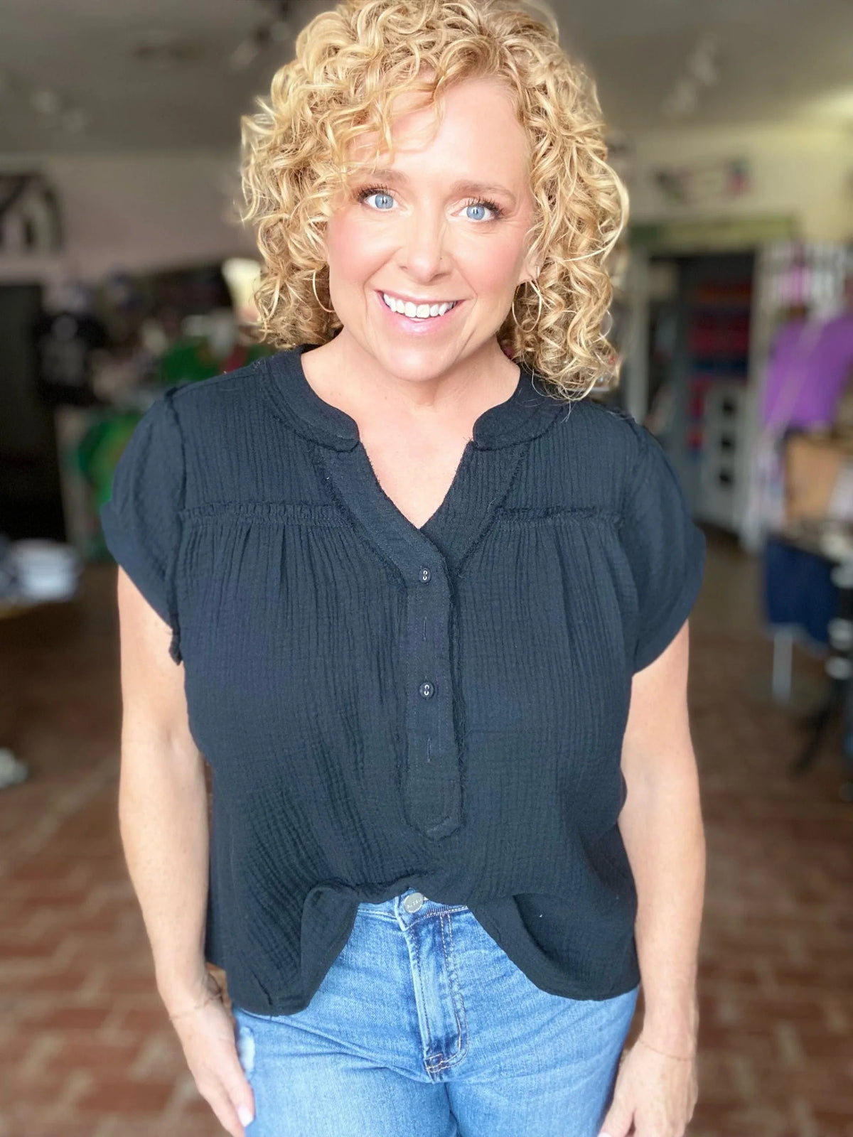 Tops Ginnie Gauze Top Black