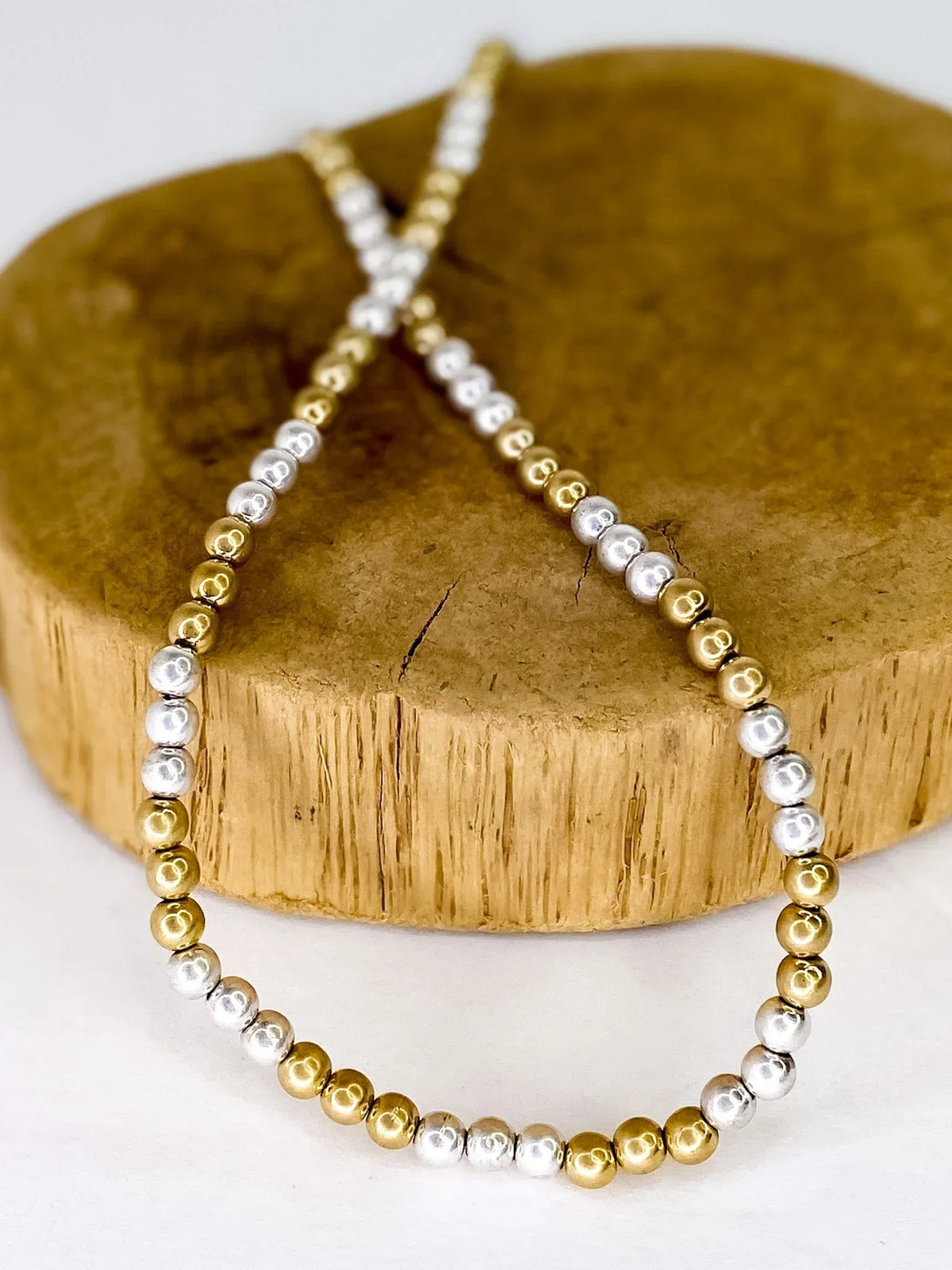 Necklaces Gold n Silver Matte Stretch Necklace 18in