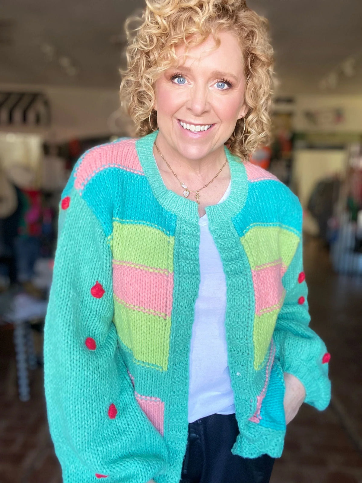 Tops Granny Pom Pom Sweater