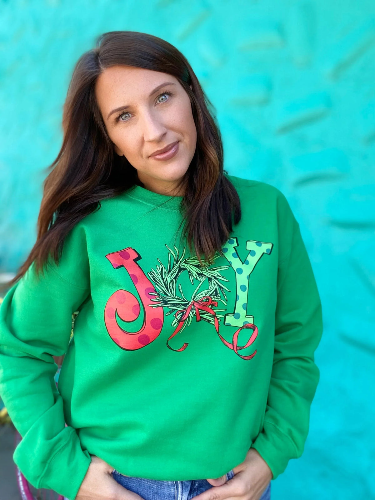 Graphic Tees JOY Green Crewneck Sweatshirt
