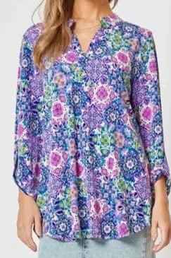 Tops Lizzy Blue Medallion Blouse