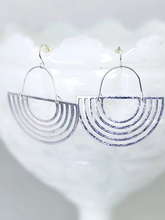 Earrings Matte Half Circle-Silver