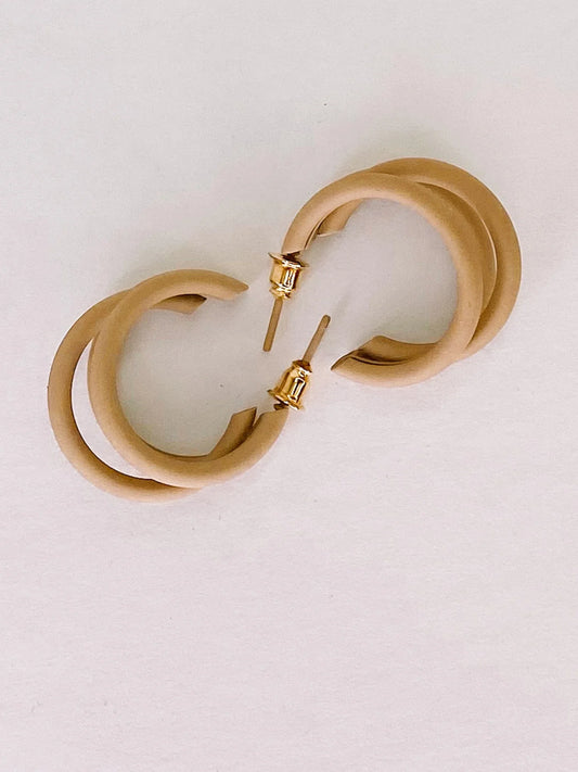Accessories Matte Triple Hoop- Taupe