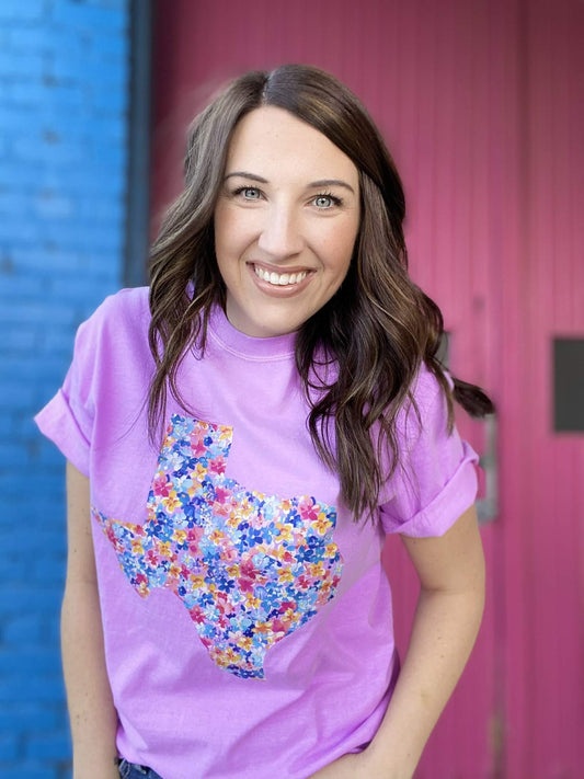 Graphic Tees Neon Violet Floral Texas