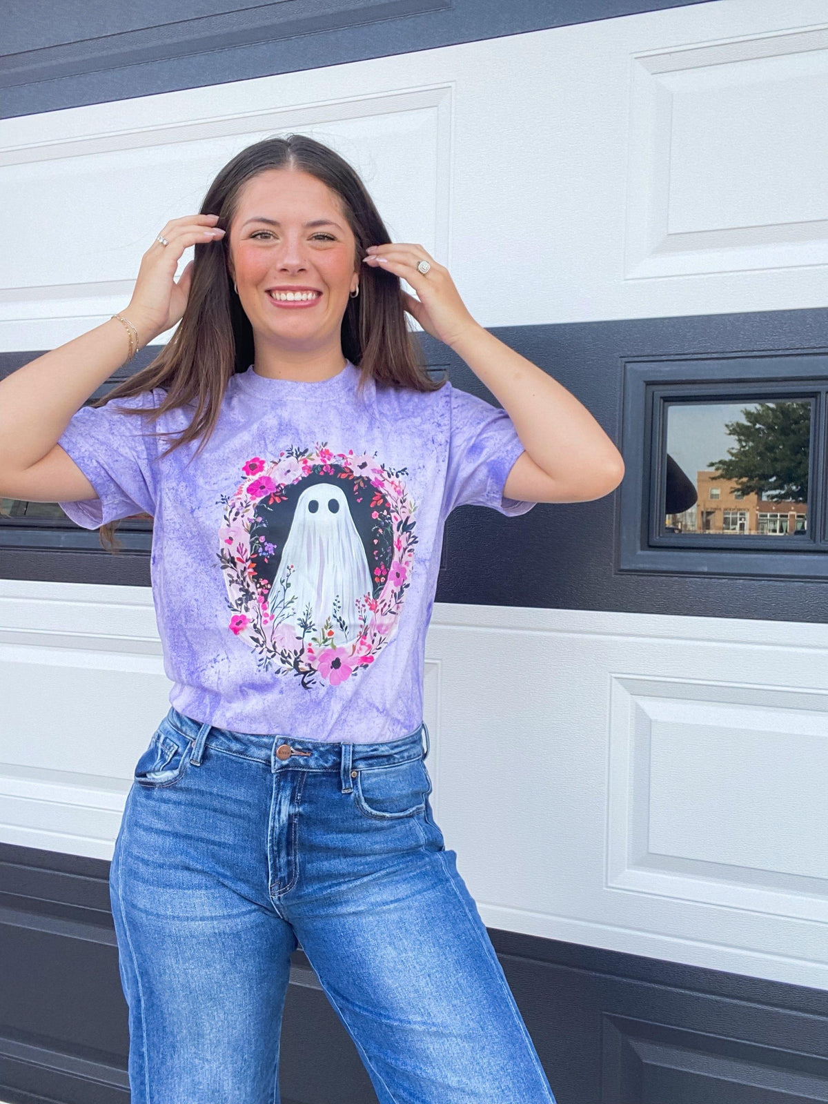 Graphic Tees Purple Floral Ghost Tee