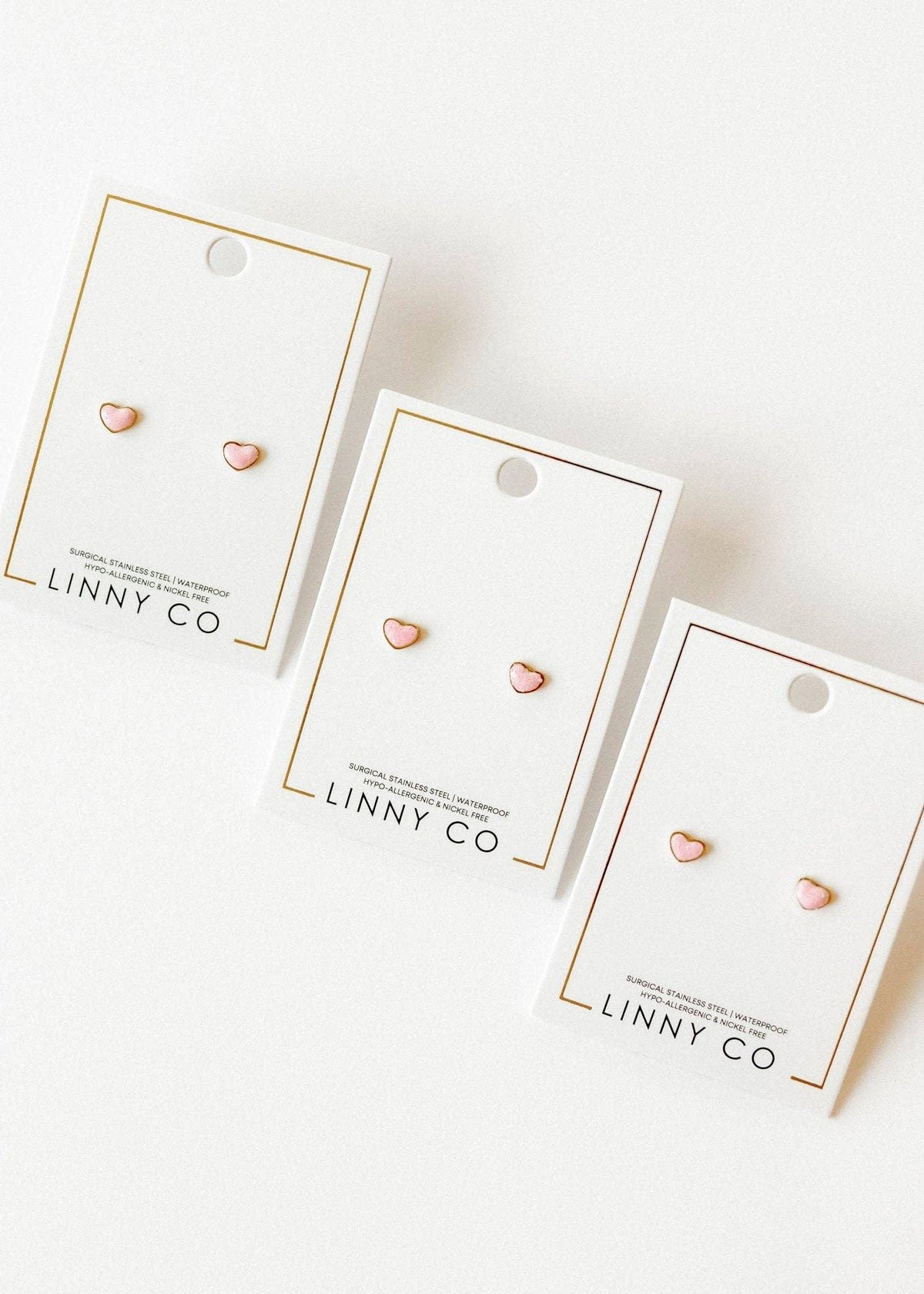 Screwback Stud Earrings - Nora Heart Pink