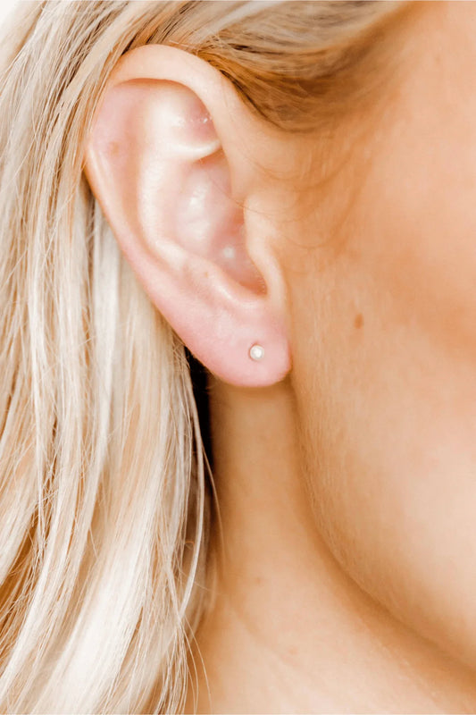 Screwback Stud Earrings - Payton Pearl White 3mm
