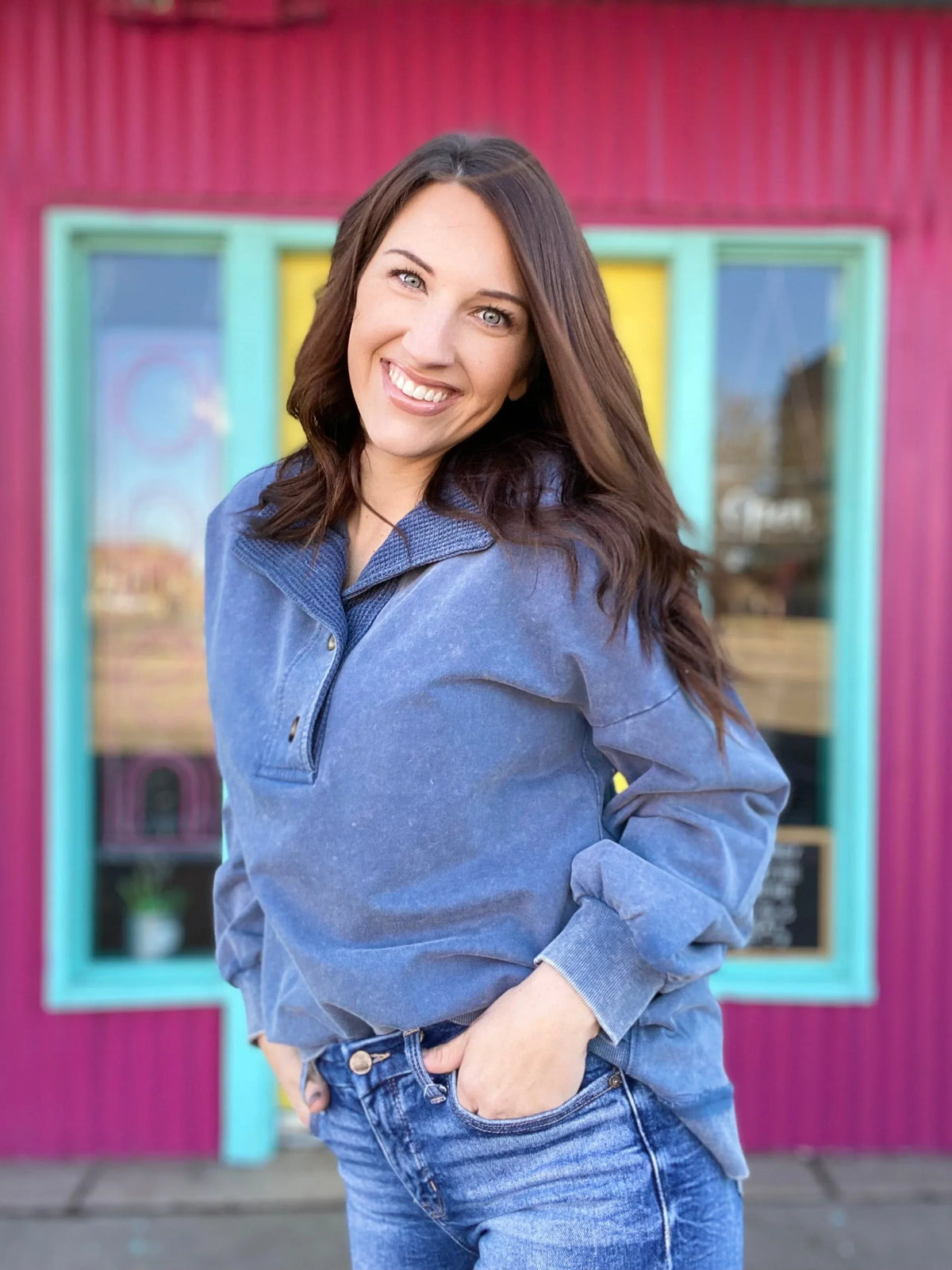 Shirts & Tops Tenlee Acid Wash Pullover- Blue