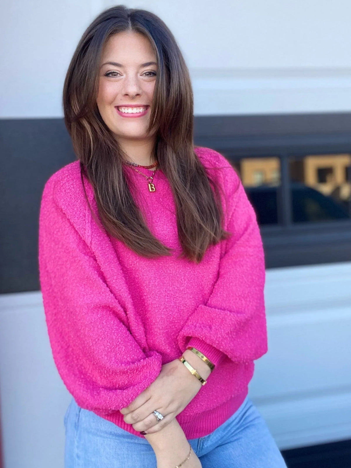 Tops Textured Pink Pullover