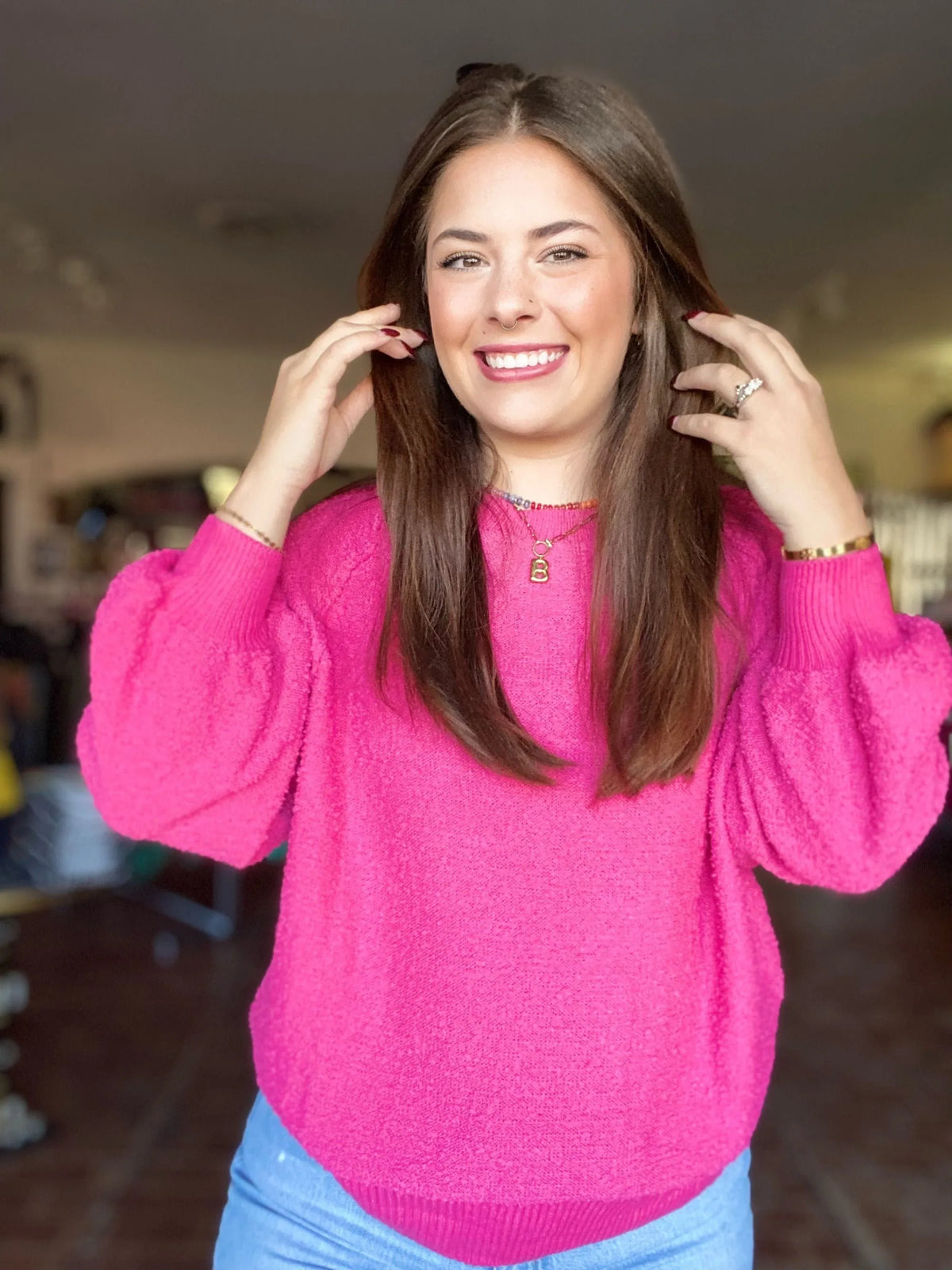 Tops Textured Pink Pullover