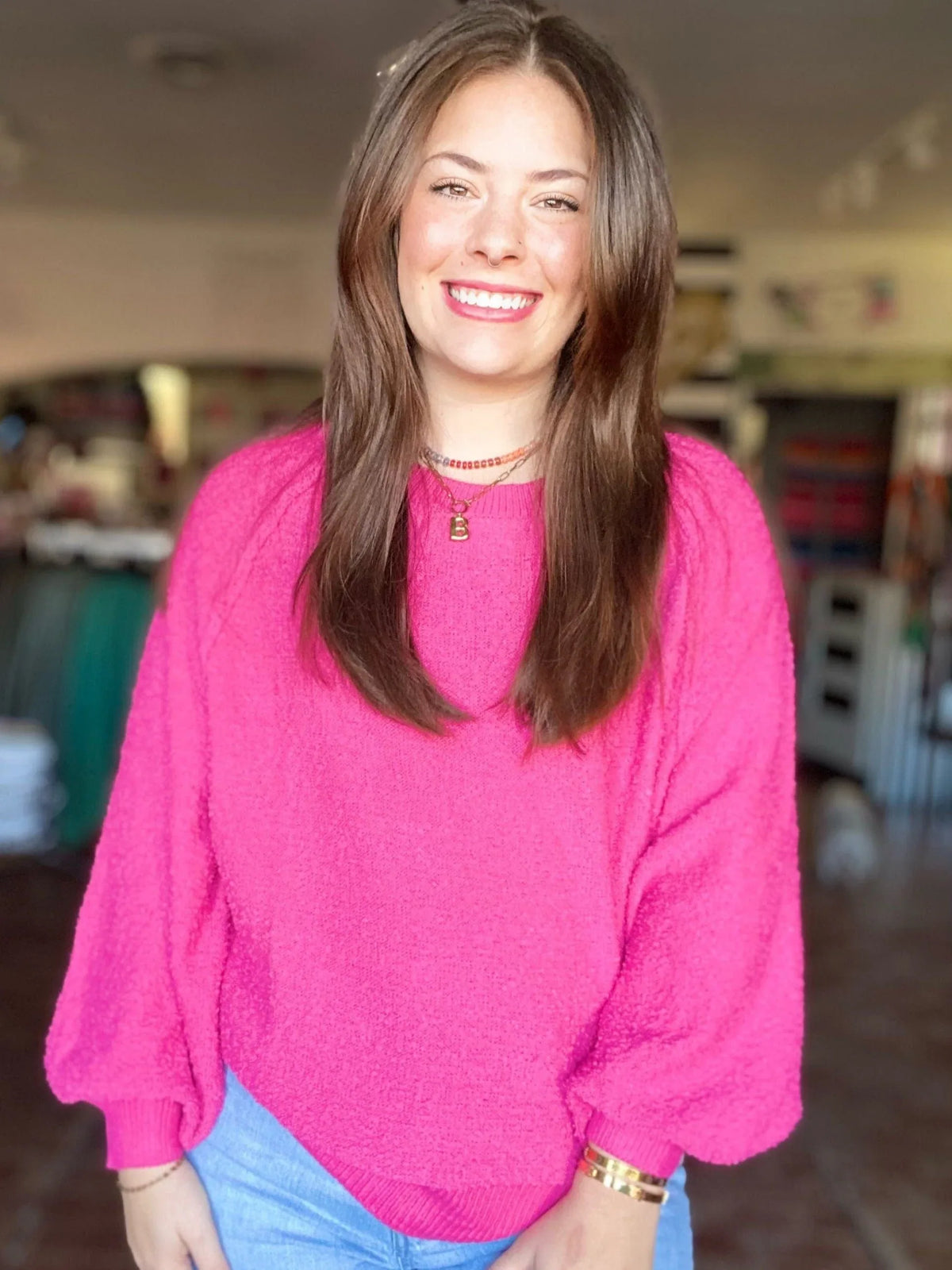 Tops Textured Pink Pullover