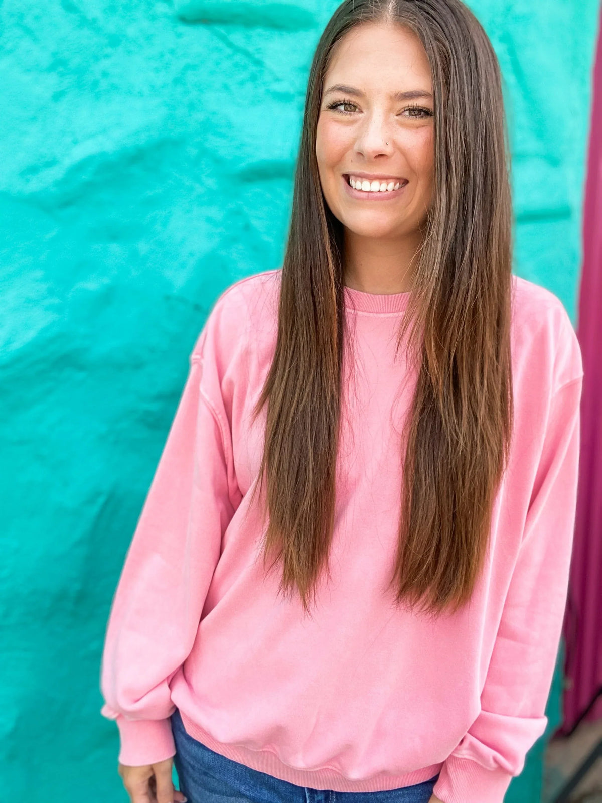Shirts & Tops Trina Pullover Basic Sweatshirt-Bubblegum