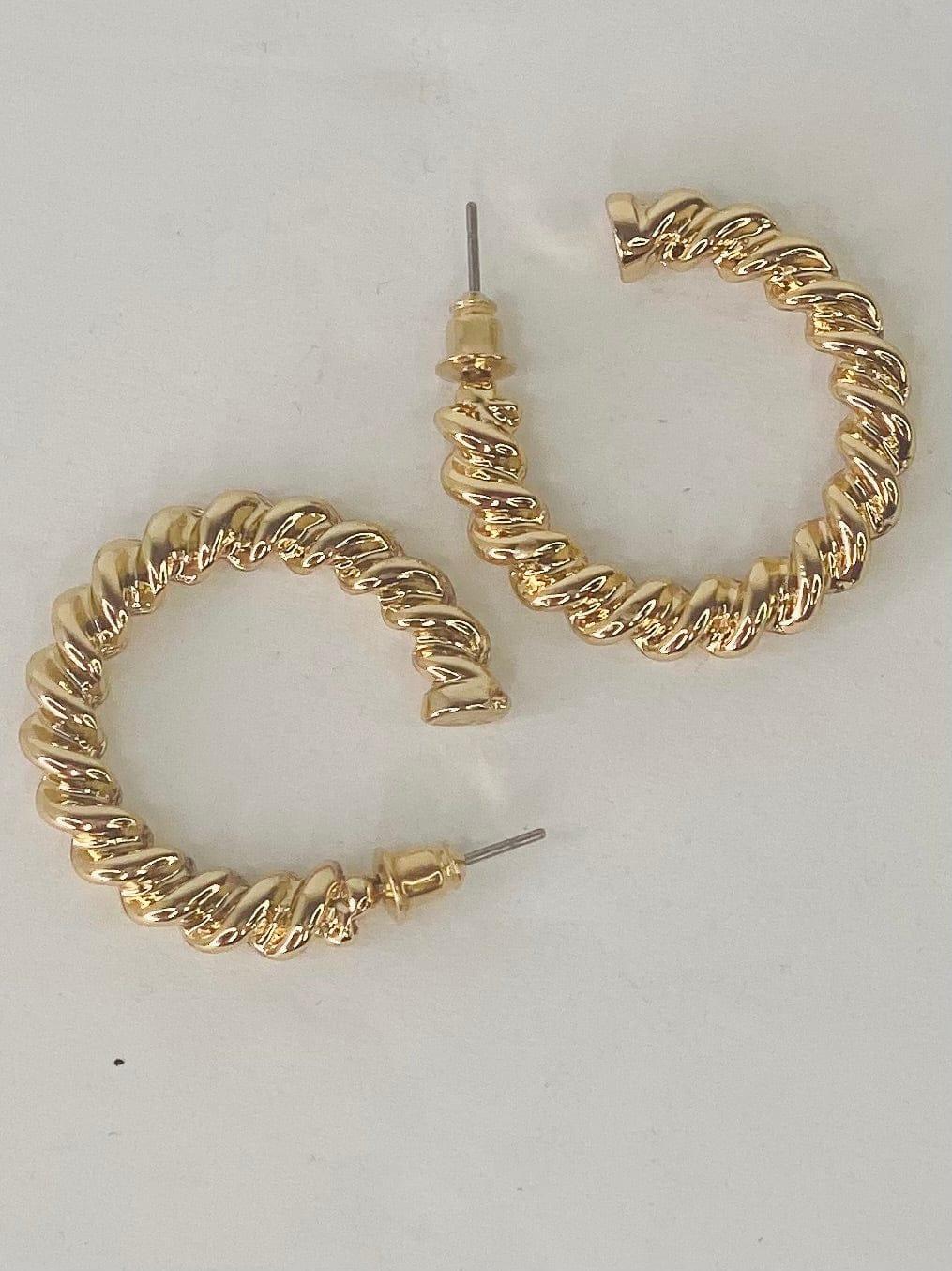 Earrings Twisted Hoop Earrings-Gold