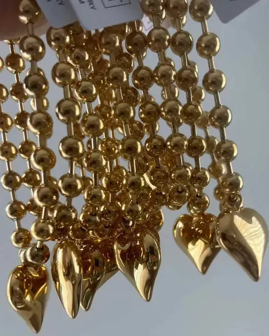 Necklaces Water Resistant Bubble Heart Chain- Gold