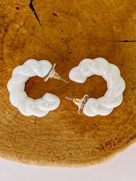 Accessories White Shimmer Twist Hoop